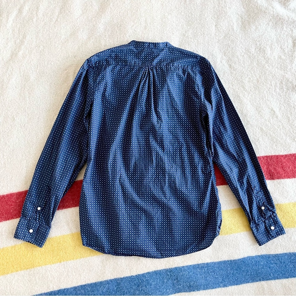 Ann Mashburn blue mini paisley print pintuck bib shirt - Picture 7 of 7